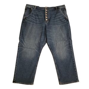 Men's Dark Blue Button-Fly Jeans
